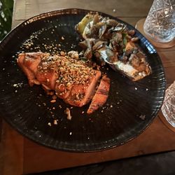 Via Sete - Grilled chicken breast w baked potato mushroom/cheese topping
