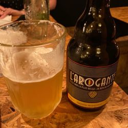 Eat Love - L'Arrogant IPA. Slightly hazy but very hop-forward American IPA.