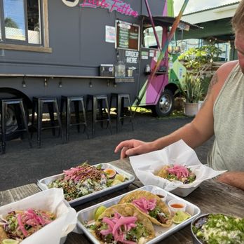 Little Fatties - Ahi taco special, beef barbacoa, local green salad & side rice & beans. - Tacos Near Me - Kapaa, Hawaii
