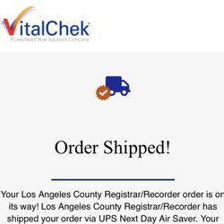 Vitalchek Network - Proof of my original order