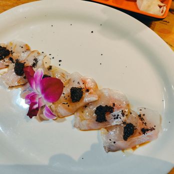 Yanagi Sushi - Black snapper Carpaccio with truffle in top - Sushi Bars Near Me - Northridge, California Yanagi Sushi - Black snapper Carpaccio with truffle in top - Sushi Bars Near Me - Northridge, California