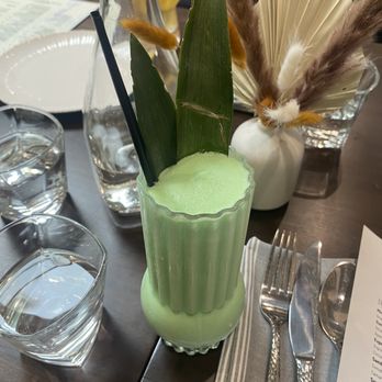 SanDai - Pandan Slushie -Coconut Cream, Pineapple Juice, Rum, Curacao, Pandan Extract - Indonesian Near Me - Walnut Creek, California SanDai - Pandan Slushie -Coconut Cream, Pineapple Juice, Rum, Curacao, Pandan Extract - Indonesian Near Me - Walnut Creek, California