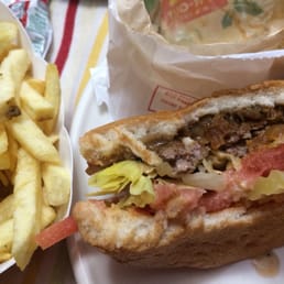 Hamburger animal style and regular fries.