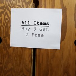 Red Dog Books - Buy three items, get the 4th and 5th items free.  Mix and match from throughout the store!
