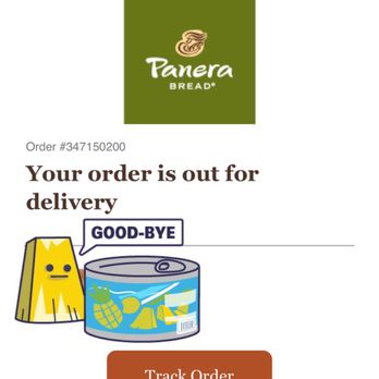 Panera Bread - The email I received that my order was out for delivery, I covered the delivery guys name for privacy reasons, but yeah - Sandwiches Near Me - Richardson, Texas