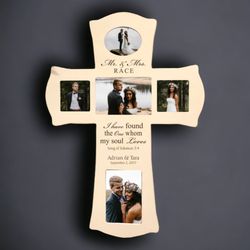 Etched In Time Engraving - Personalized Engraved Cross Photo Frame for Mr. and Mrs.