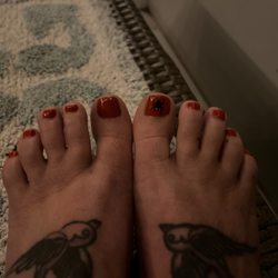 Avalon Nail Bar - Thats what a $75 pedicure looks like. The spider is smudged but she acted like i didn't see her smudge it and just never fixed it.