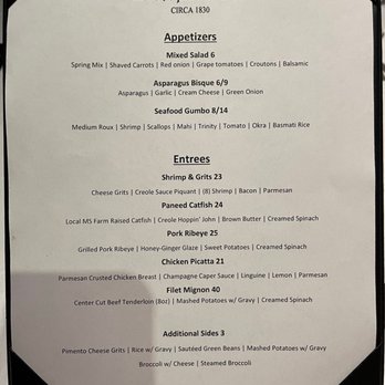 Restaurant Anchuca - Menu - American Near Me - Vicksburg, Mississippi