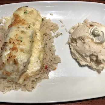 LongHorn Steakhouse - Parmesan crusted salmon on rice, mashed potatoes - Steakhouses Near Me - Athens, Georgia