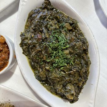 Afghania - Sabzi side: spinach, kale, mustard greens, collard greens, turnip greens, cilantro & dill, tiny bit of peppers - Afghan Near Me - Washington, DC, District of Columbia