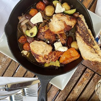Fig & Olive - Chicken with vegetables, Feta Cheese, Black Olives, Capers, Grilled Bread - French Near Me - Houston, Texas