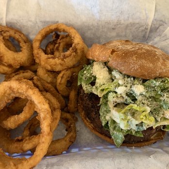 Tejas Burger Joint - Smoked Caesar burger with fries onions - Burgers Near Me - Tomball, Texas Tejas Burger Joint - Smoked Caesar burger with fries onions - Burgers Near Me - Tomball, Texas