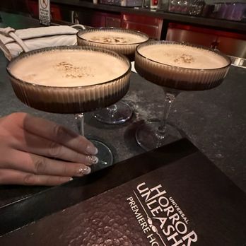 Universal Horror Unleashed - Espresso martini mocktails at the Premiere House, didn't really have much flavor, but was aesthetically pleasing. - Haunted Houses Near Me - Las Vegas, Nevada