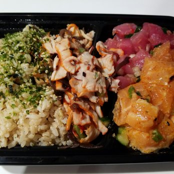 Seattle Fish Guys - Tuna, Salmon with squid salad and brown rice. - Seafood Markets Near Me - Seattle, Washington Seattle Fish Guys - Tuna, Salmon with squid salad and brown rice. - Seafood Markets Near Me - Seattle, Washington