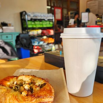 Rocket Baby Bakery - Vegetable goat cheese pastry + almond joy mocha - Bakeries Near Me - Wauwatosa, Wisconsin