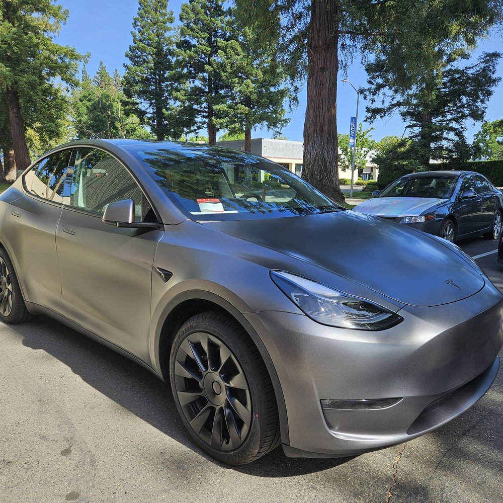 Drift Wraps Auto Styling - White tesla my wrapped to satin dark grey - Auto Customization Near Me - Rancho Cordova, California