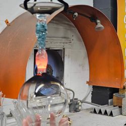 Zen Glass Studio & Gallery - One of our stems being attached to the bowl by Austin.