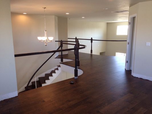 Boulder - Installed white oak throughout the house including the stairs. Stained Jacobean Boulder - Installed white oak throughout the house including the stairs. Stained Jacobean