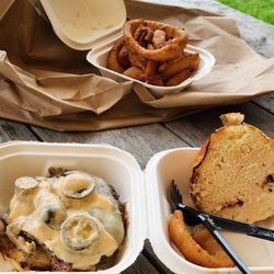 Andrew’s Burger Shed - Burger (the chubby lane) and onion rings