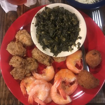 David's Catfish House - Turnip greens oysters and shrimp - American Near Me - Spanish Fort, Alabama