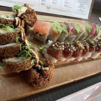 O-Ku - Tsunami roll, rainbow roll, and angry salmon roll. I loved them all. - Sushi Bars Near Me - Raleigh, North Carolina O-Ku - Tsunami roll, rainbow roll, and angry salmon roll. I loved them all. - Sushi Bars Near Me - Raleigh, North Carolina