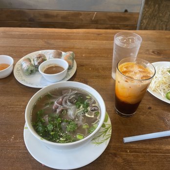 Bamboo Cafe - Filet Mignon Pho, Combination shrimp and Pork rolls and Thai tea w boba so good 10/10 - Vietnamese Near Me - Simi Valley, California Bamboo Cafe - Filet Mignon Pho, Combination shrimp and Pork rolls and Thai tea w boba so good 10/10 - Vietnamese Near Me - Simi Valley, California