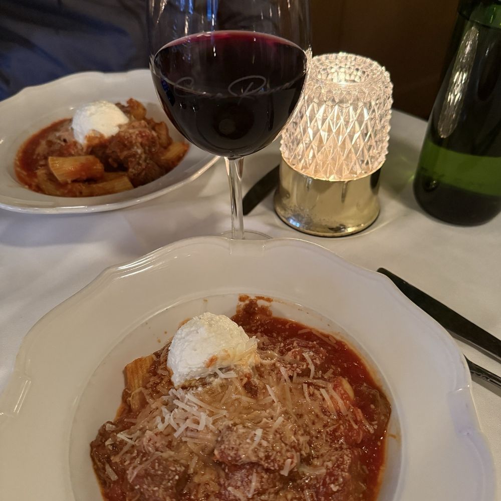 Ciao Roma - Rigatoni & Sunday Ragu split paired with a Cab - Italian Near Me - Boston, Massachusetts Ciao Roma - Rigatoni & Sunday Ragu split paired with a Cab - Italian Near Me - Boston, Massachusetts