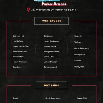 Billy's Wing Shack - Sauces - Chicken Wings Near Me - Parker, Arizona