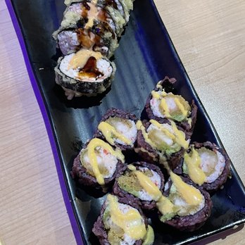 Sushi Soho - 911 roll (top) and Longevity roll (bottom) - Sushi Bars Near Me - Bedford, Texas Sushi Soho - 911 roll (top) and Longevity roll (bottom) - Sushi Bars Near Me - Bedford, Texas
