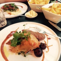 Jackies - Guinea fowl (foreground), steak. The fries were awesome.