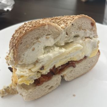 Schmear - Bacon egg cheese w garlic herb cream cheese - Bagels Near Me - Philadelphia, Pennsylvania