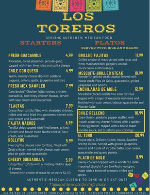 Menu photo 7 Los Toreros Salem, OR