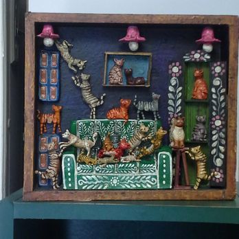 The Peaceable Kingdom - Retablo from Peru with a living room full of cats - Jewelry Near Me - Providence, Rhode Island The Peaceable Kingdom - Retablo from Peru with a living room full of cats - Jewelry Near Me - Providence, Rhode Island