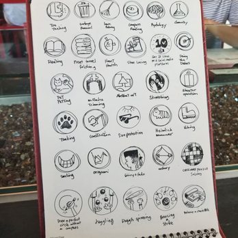 Lamplight Lounge - In the drink menu, they depicted the scouts badges in relation to Russel from Up. Some of them were pretty funny hehe - New American Near Me - Anaheim, California Lamplight Lounge - In the drink menu, they depicted the scouts badges in relation to Russel from Up. Some of them were pretty funny hehe - New American Near Me - Anaheim, California