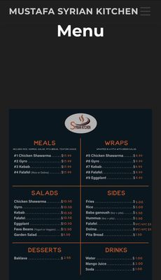 Menu photo 1 Mustafa Syrian Kitchen Vashon, WA