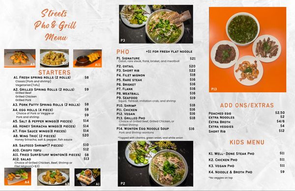 Menu photo 2 Streets Pho & Grill Escondido, CA Menu photo 2 Streets Pho & Grill Escondido, CA