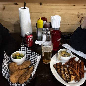 Sweet Carolines - (Left) Chicken tenders and veggies (Right) Salmon & sweet potato fries. - Barbeque Near Me - McConnells, South Carolina Sweet Carolines - (Left) Chicken tenders and veggies (Right) Salmon & sweet potato fries. - Barbeque Near Me - McConnells, South Carolina