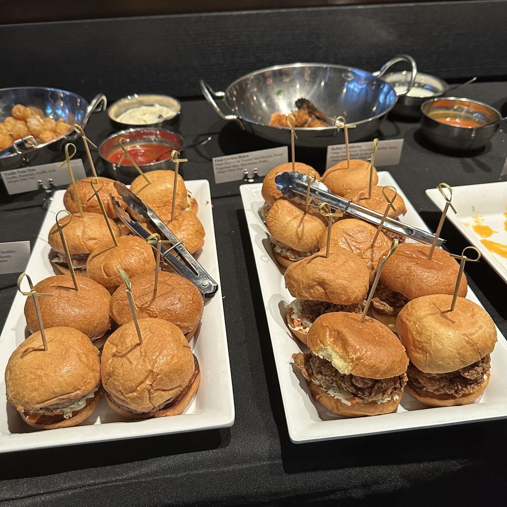 Fried chicken sandwich and vegan Beyond Cheeseburger Sliders