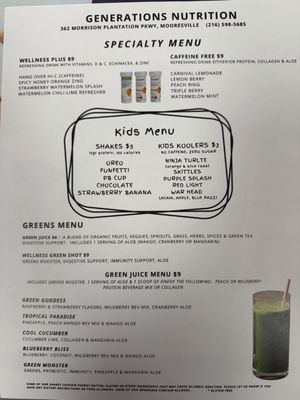 Menu photo 2 Generations Nutrition Mooresville, NC