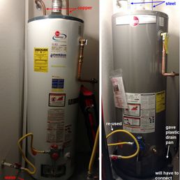 before (left) and after (right).  Both are Rheem 50-gal gas water heaters.  Works great!