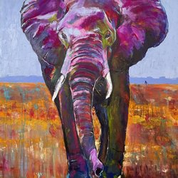 Rick Osborn Art - Majestic is a large colorful elephant painting - 48x36.