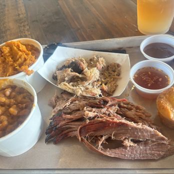 Knucklehead Barbecue - To meat platter with beans and sweet potatoes - Barbeque Near Me - Mebane, North Carolina Knucklehead Barbecue - To meat platter with beans and sweet potatoes - Barbeque Near Me - Mebane, North Carolina