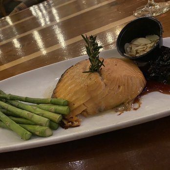Caps On The Water - Salmon with asparagus and cranberry - Seafood Near Me - St Augustine, Florida Caps On The Water - Salmon with asparagus and cranberry - Seafood Near Me - St Augustine, Florida