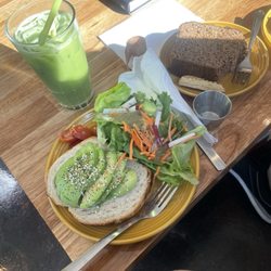 On Your Bike - Iced matcha latte, avocado toast, banana bread