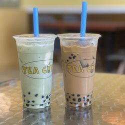 Tea City - The left is the matcha Tapioca with ice cream Right is Vietnamese coffee with tapioca