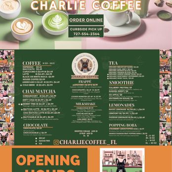 Charlie Coffee - Their website. Mobile order available but they have more to choose from inside. - Coffee & Tea Near Me - Palm Harbor, Florida Charlie Coffee - Their website. Mobile order available but they have more to choose from inside. - Coffee & Tea Near Me - Palm Harbor, Florida