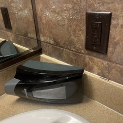 Jason's Deli - Soap dispenser in women's restroom is not attached, how do the employees wash their hands? Gross!