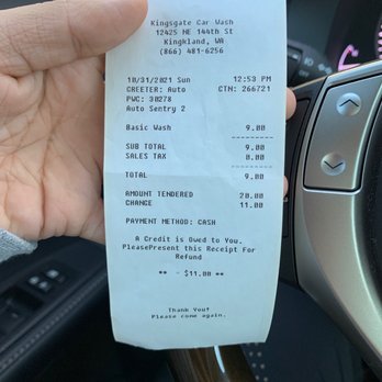 Kingsgate Car Wash - Proof of receipt with details - Auto Detailing Near Me - Kirkland, Washington Kingsgate Car Wash - Proof of receipt with details - Auto Detailing Near Me - Kirkland, Washington