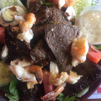 State Street Grill - Steak salad and I added mozzarella and a hard boiled egg and shrimp! - Diners Near Me - Bloomfield, New Jersey State Street Grill - Steak salad and I added mozzarella and a hard boiled egg and shrimp! - Diners Near Me - Bloomfield, New Jersey