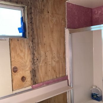 Boardwalk Contractors - Bathroom with damaged drywall removed. - General Contractors Near Me - Lancaster, California